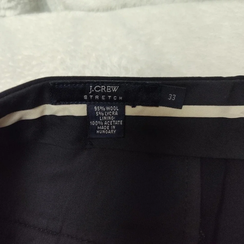 JCrew Pants Mens 33x30‎ Black Wool Spandex Stretch Flat Front Dress Slacks Suit